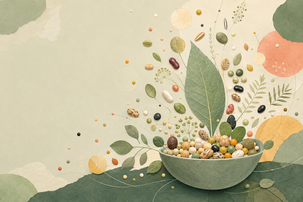 Composición vegetal que representa una microbiota diversa